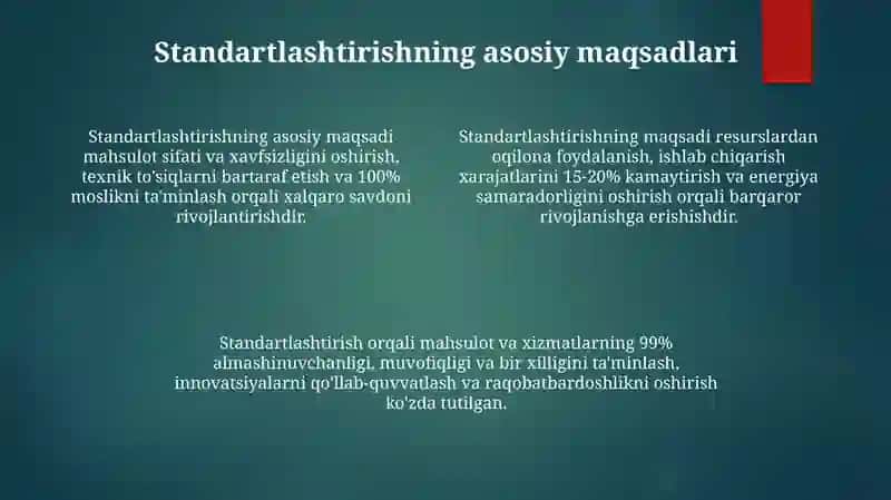 Standartlashtirishning asosiy tamoyillari 4