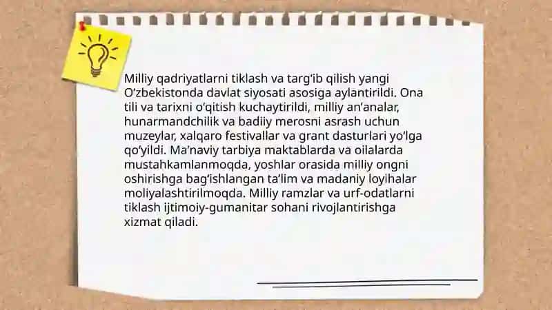 Yangi oʻzbekistonda amalga oshirilayotgan ma'naviy oʻzgarishlar 4