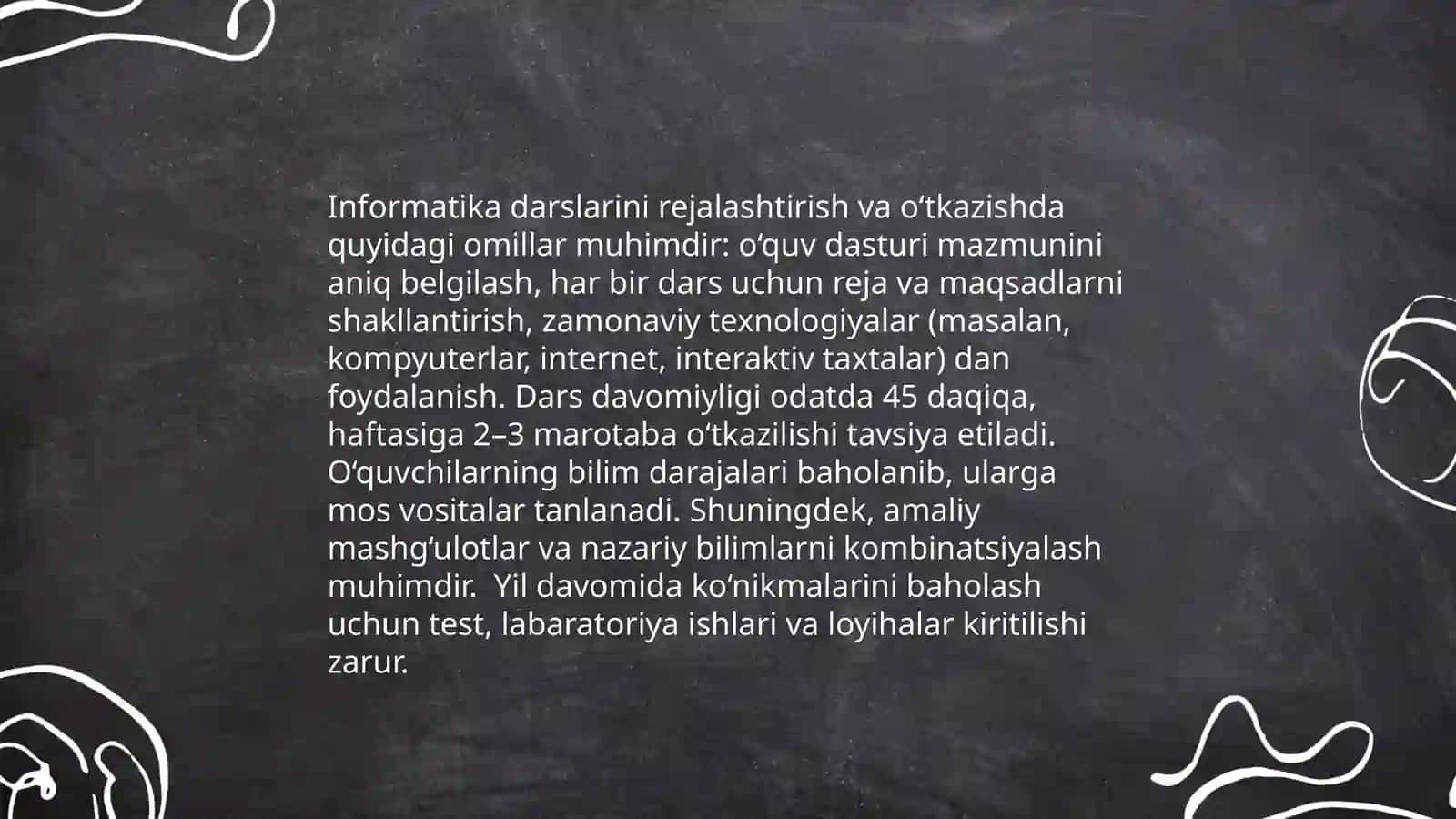 Informatika xonasida o'quv tarbiyaviy ishlarining tashkil etilishi 4
