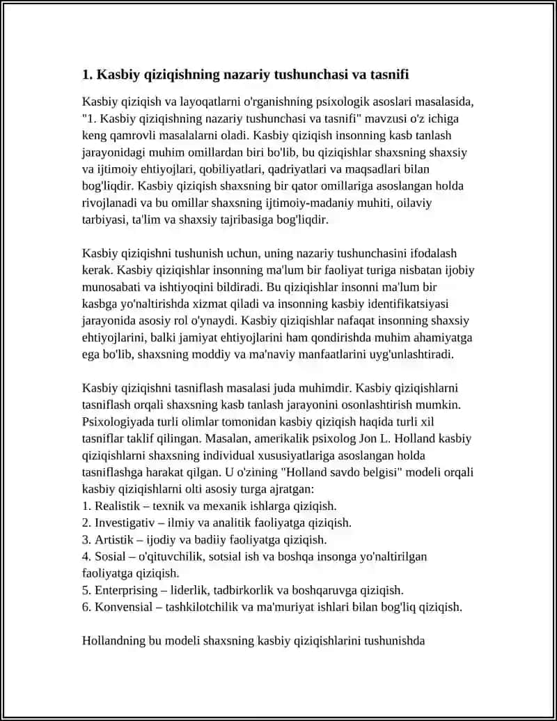 Kasbiy Qiziqish va Layoqatlarni Oʻrganishning Psixologik Asoslari 4