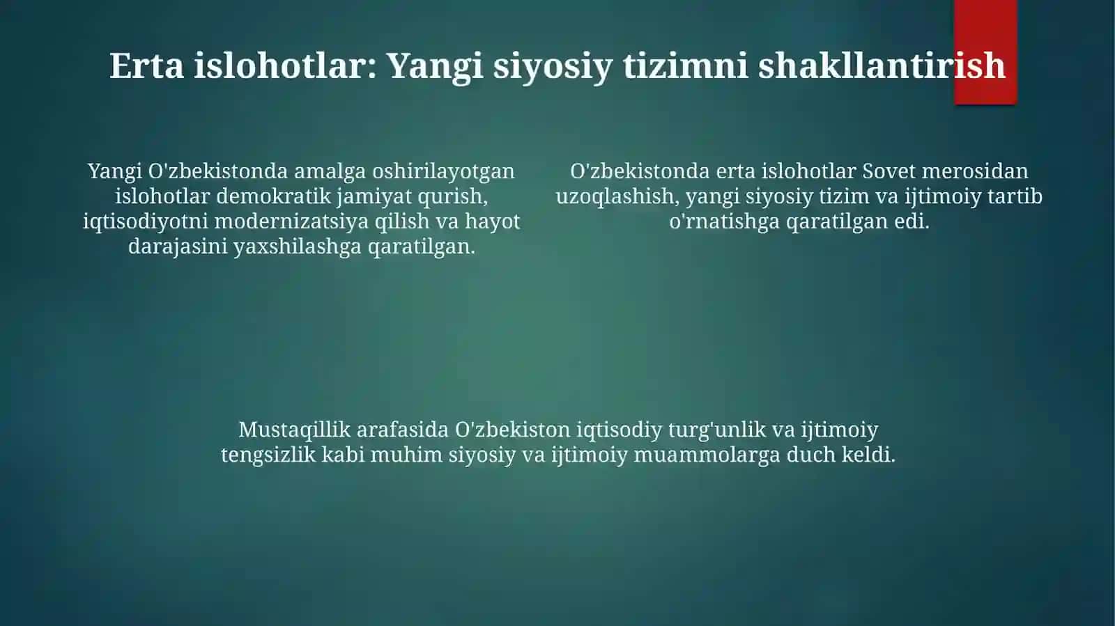 Yangi O'zbekiston Reformalari: O'zgarish Safar 4