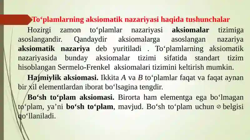 To‘plamlar va ular ustida amallar. To‘plam Buleani. Dekart ko‘paytma Georg Kantor 4