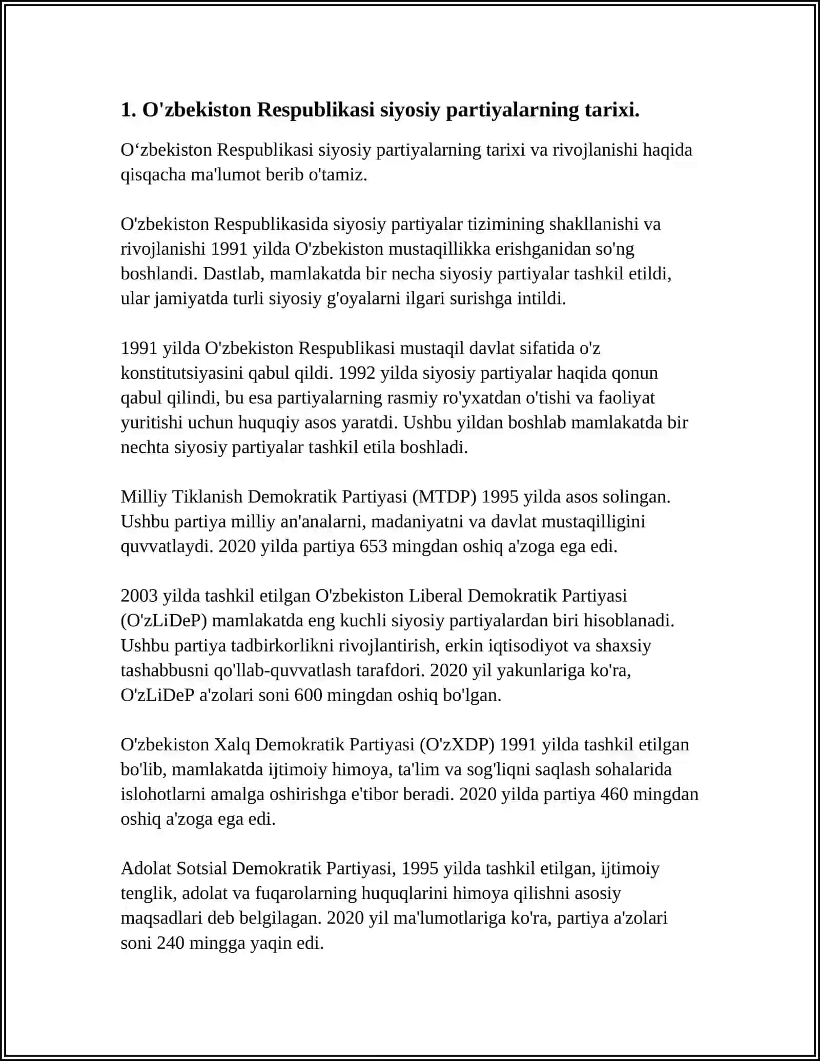 O'ZBEKISTON RESPUBLIKASIDA PARTIYALAR TARIXI VA FAOLIYATI 4