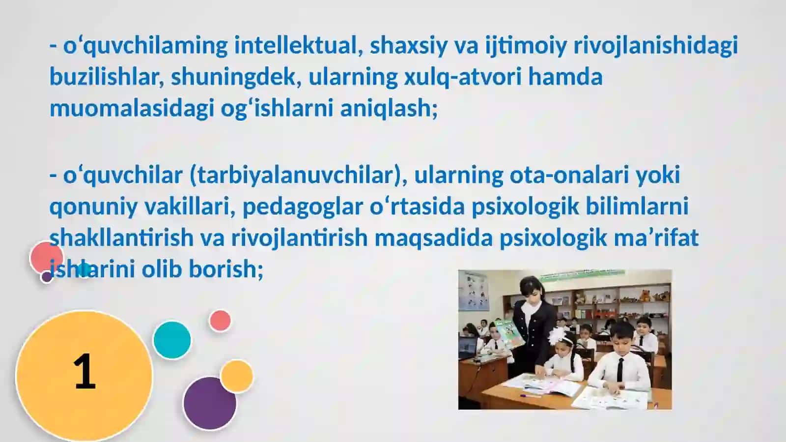 Amaliy psixologning oʻz vazifalarini bajarayotgan tizimida professional faoliyati prinsiplari 4