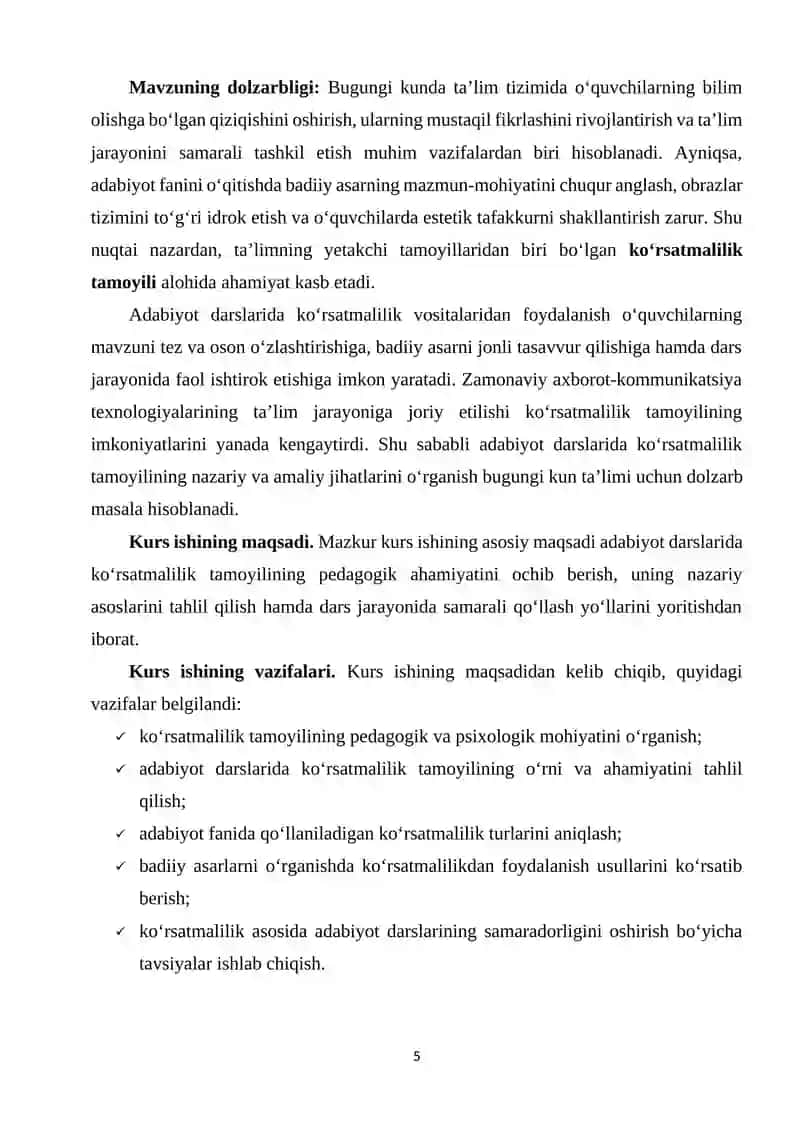 ADABIYOT DARSLARIDA KO‘RSATMALILIK – TA’LIMNING YETAKCHI TAMOYILLARIDAN BIRI 4