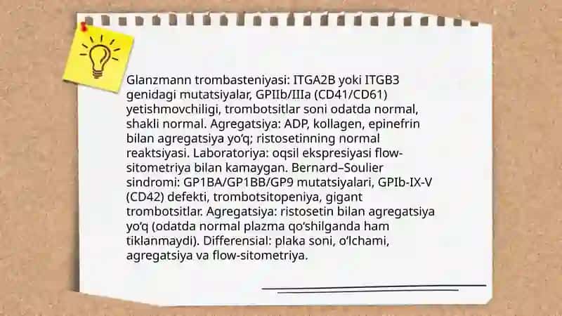 Trombotsitopatiyalar turlari, laborator differensial diagnostikasi 4