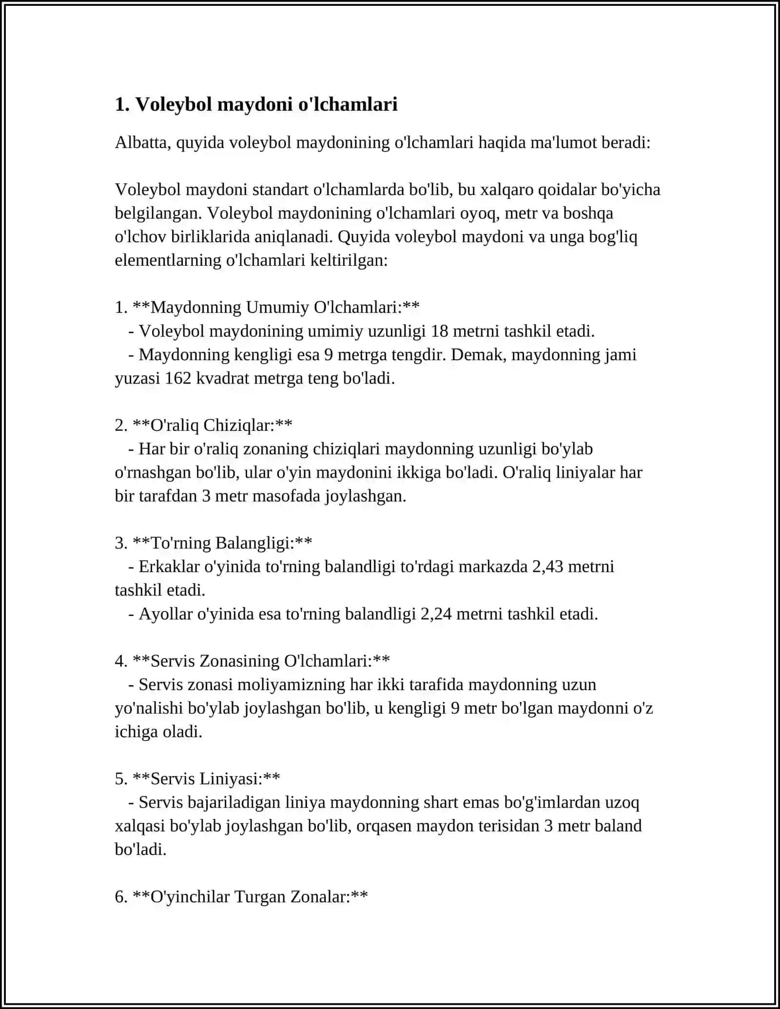 SPORT OʻYINLARI: VOLEYBOL SPORT TURINING OʻYIN QOIDALARI 4
