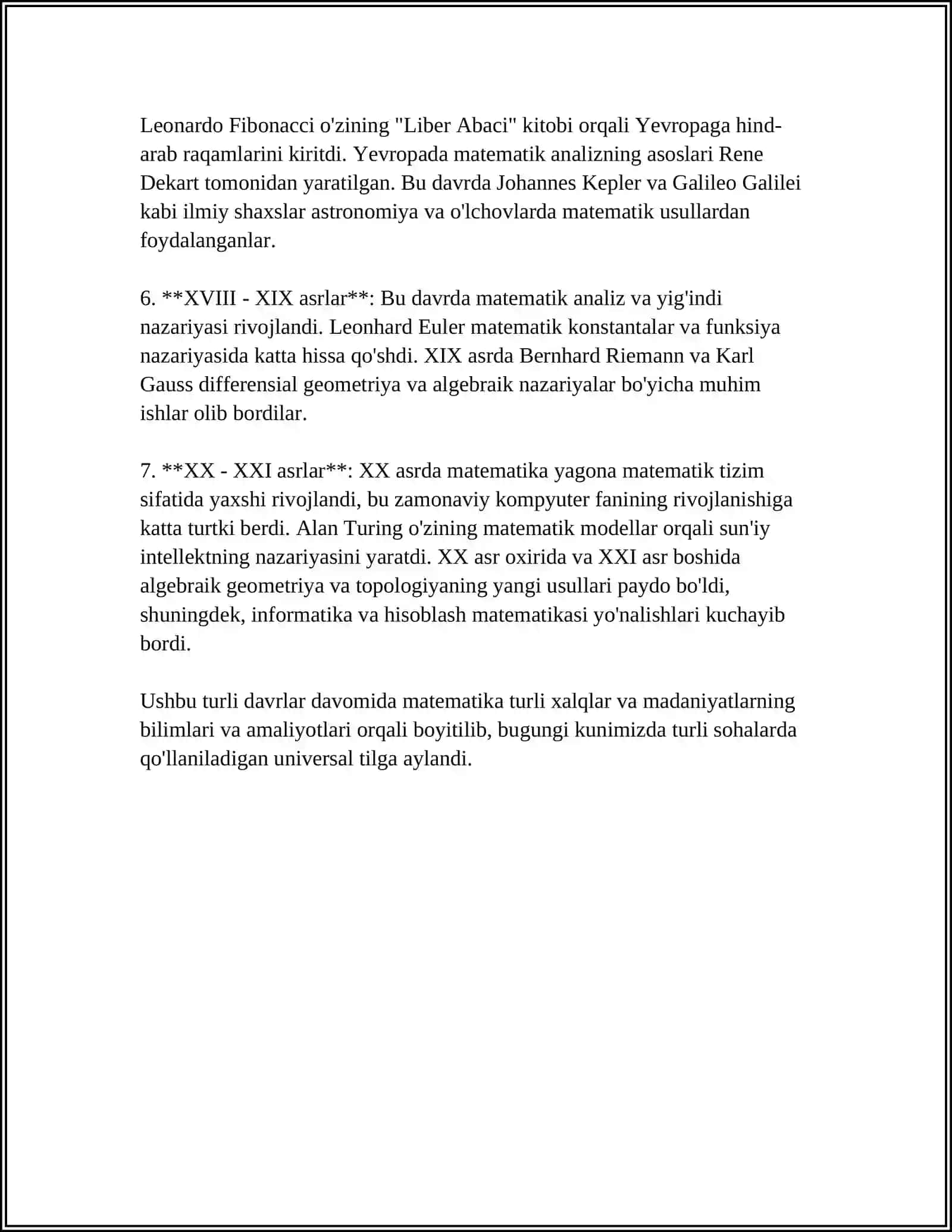 Matematikaning Fan va Oʻquv Predmeti Sifatidagi Taraqqiyot Bosqichlari 4