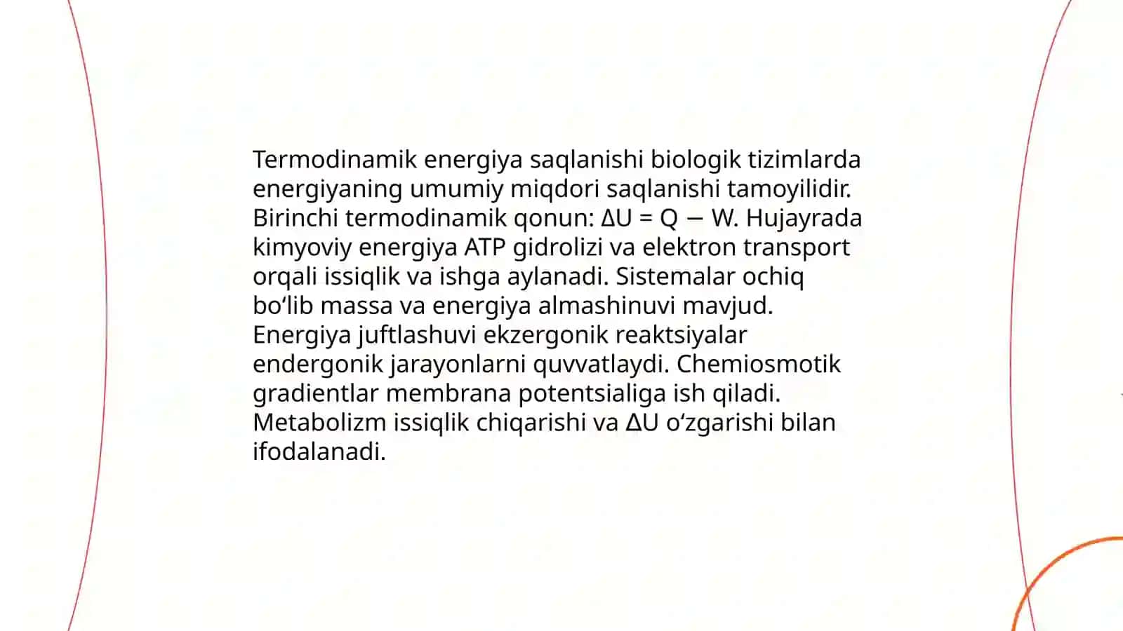 Termodinamik sistemalar va biokimyoviy jarayonlar kinetikasi 4