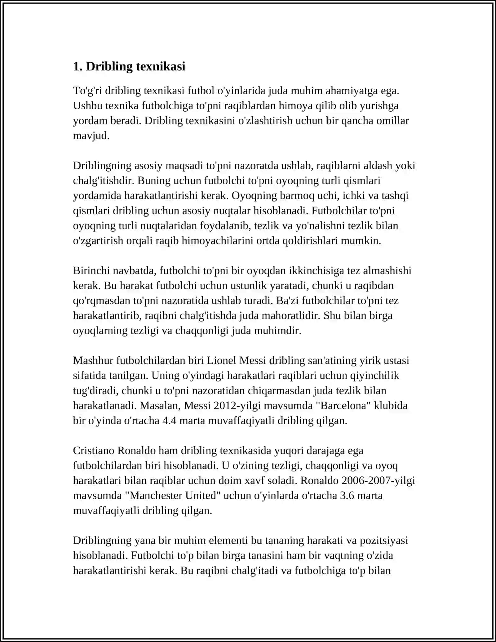 FUTBOL O‘YINIDA TO‘PNI BOSHQARISH TEXNIKASINI O‘RGATISH 4