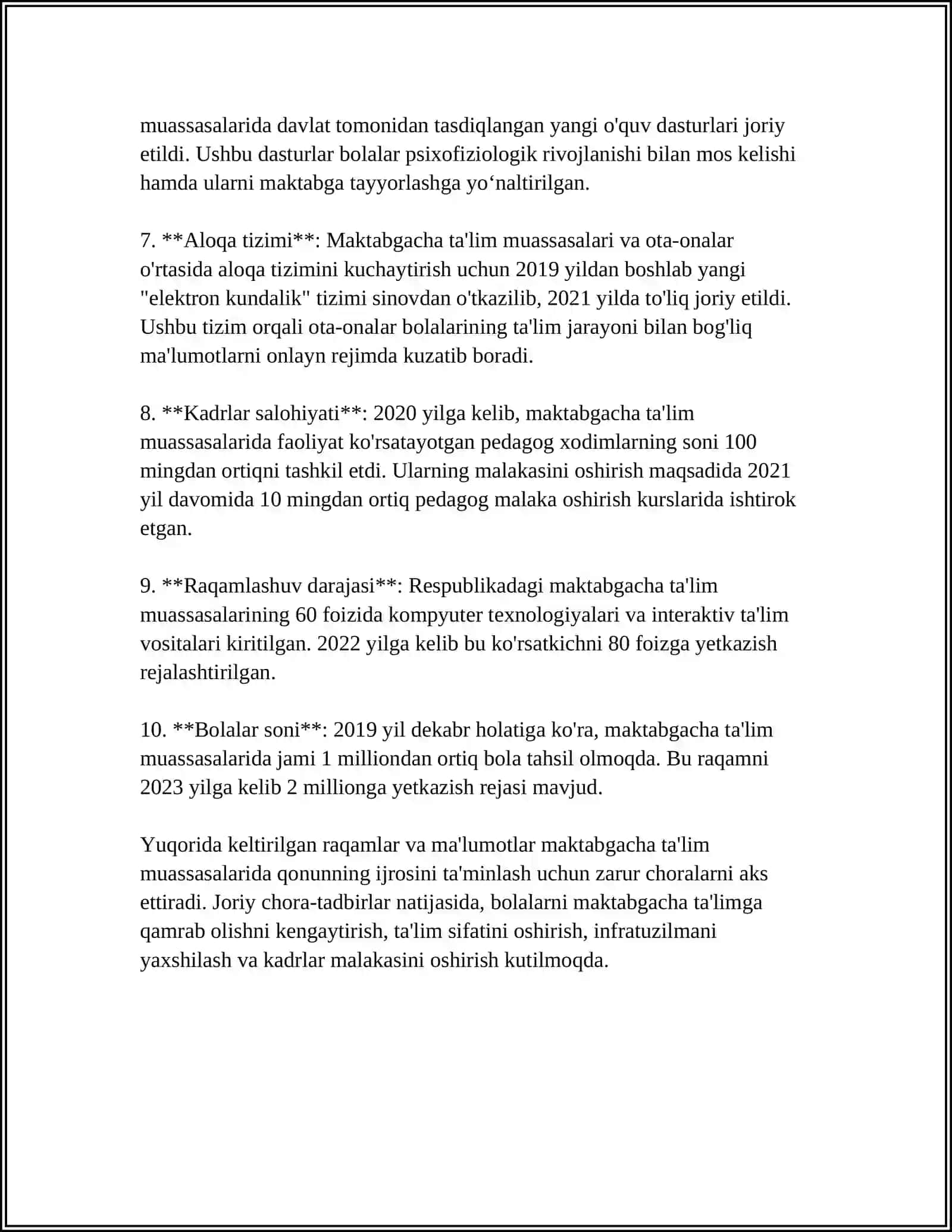 MAKTABGACHA TA'LIM VA TARBIYA TO'G'RISIDAGI QONUN 4