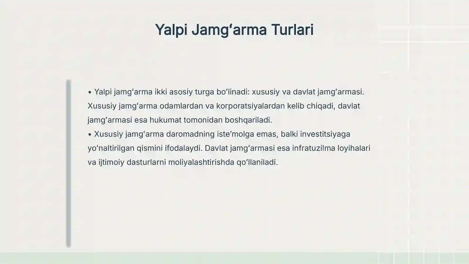 Yalpi Jamgʻarma: Asosiy Tushunchalar 4