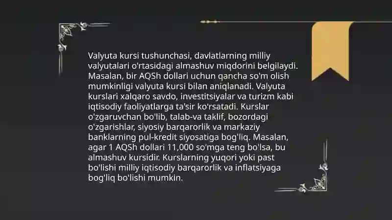 Valyuta va valyuta kursi tushunchasi 4