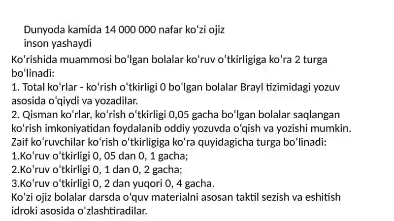 Kо‘rishida nuqsoni bо‘lgan bolalar rivojlanishining о‘ziga xos xususiyatlari 4