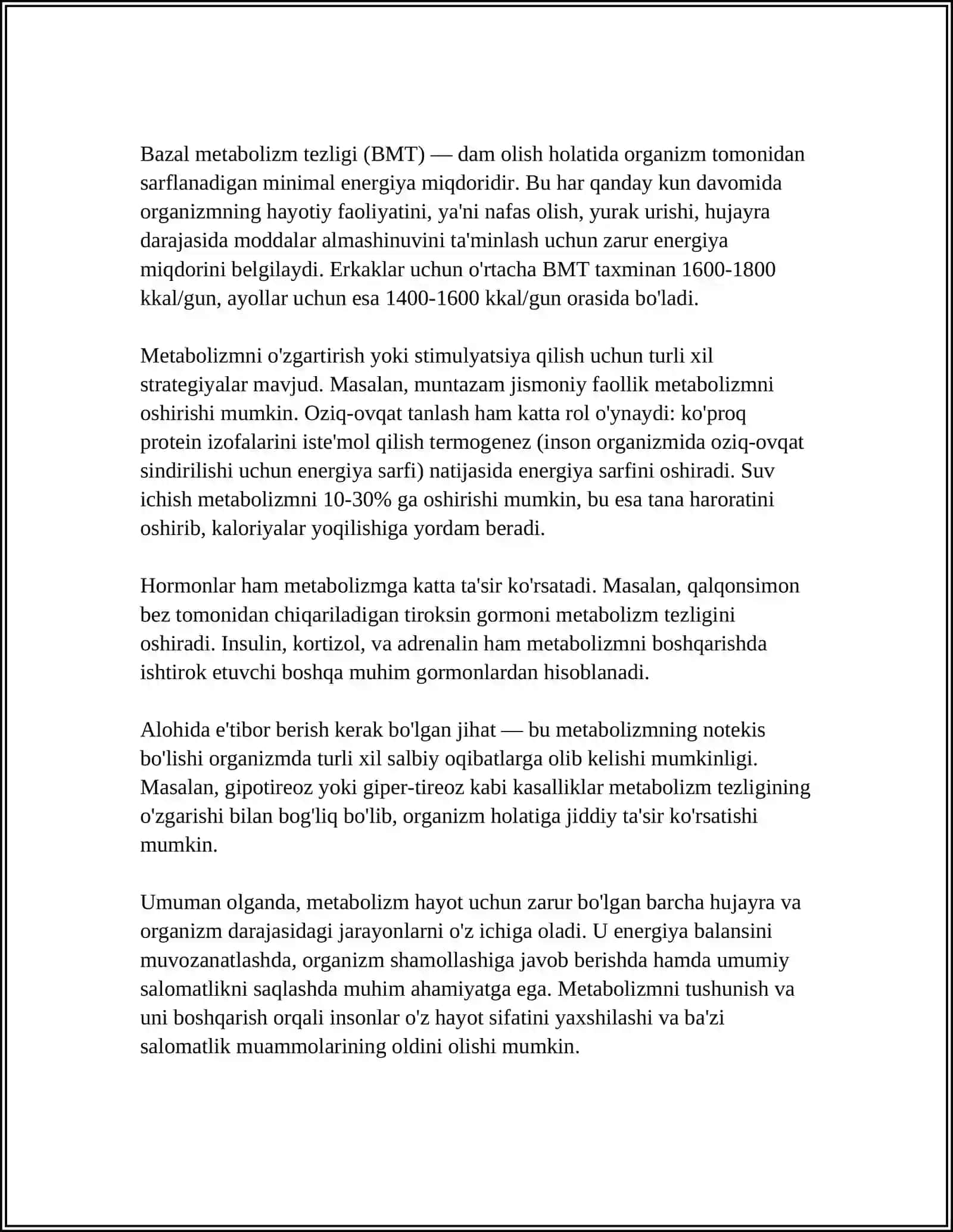 METABOLIZM JARAYONIDA ENERGIYA HOSIL BÒLISHI VA SARFLANISHI 4