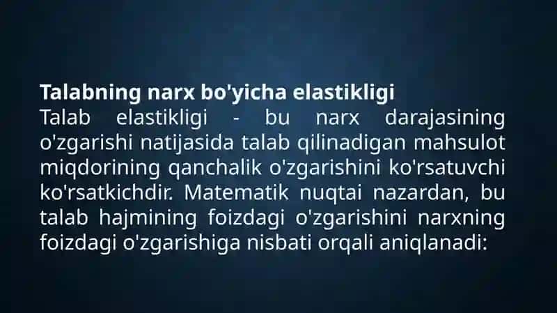 Talab va taklif elastikligi 4