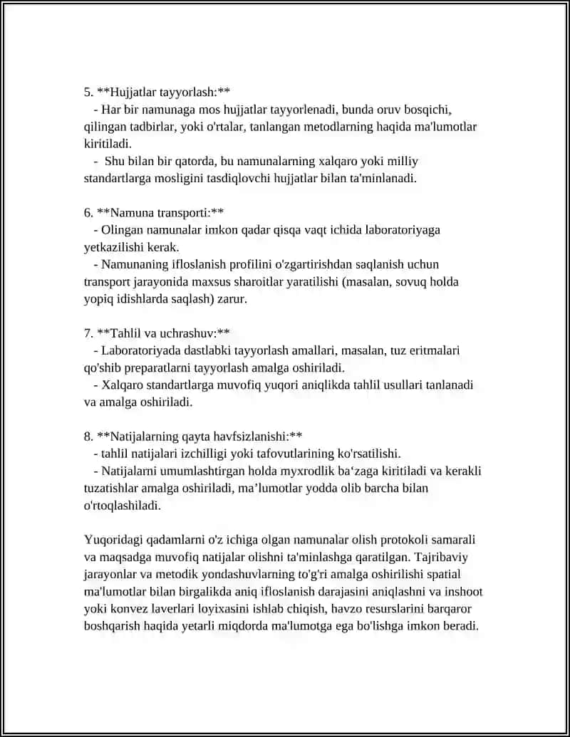 Tuproq va suv namunalarida ion bog'lanishini aniqlash uchun namunalar olish protokoli 4