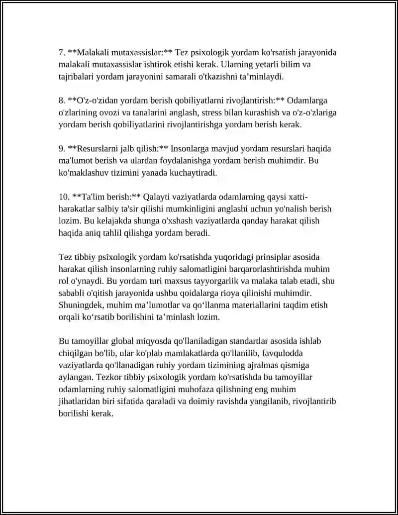 TEZ TIBBIY PSIXOLOGIK YORDAM TAMOYILLARI 4