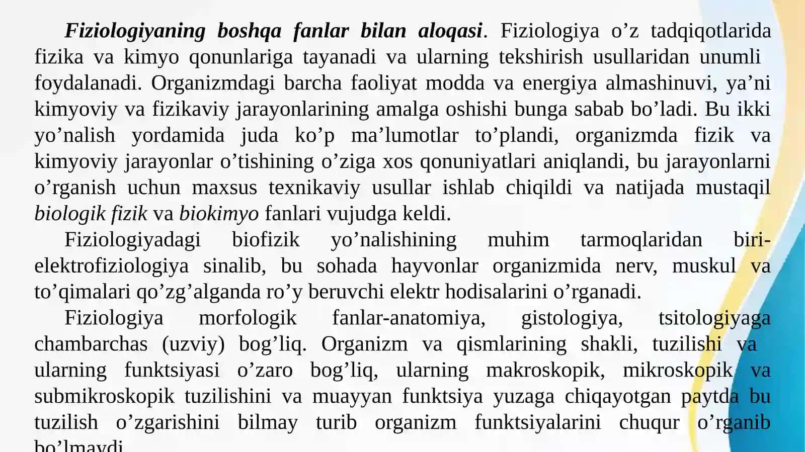 Odam va hayvonlar fiziologiyasi faniga kirish 4
