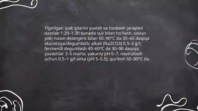 Yigirilgan ipak iplarini pardozlash texnologiyasi 4