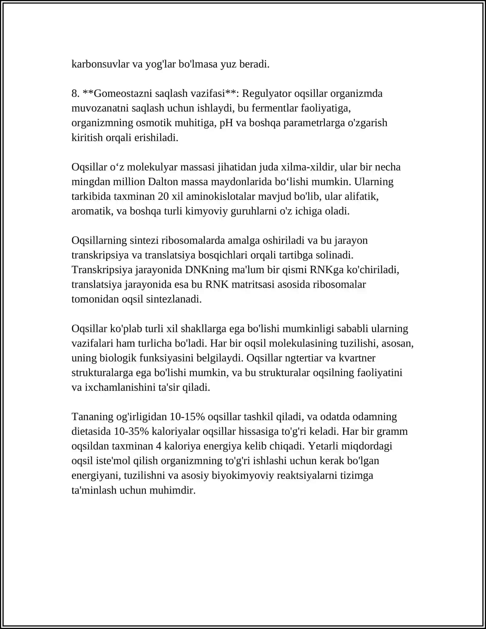 MUSTAQIL ISH Mavzu: OQSILLAR 4