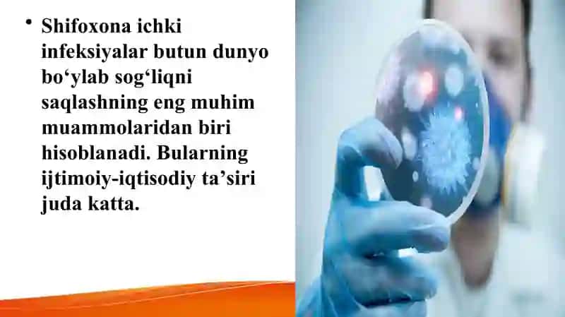 Kasalxona ichi infeksiyalarni kelib chiqishi uchun havoning bakterial ifloslanganligini ahamiyati 4
