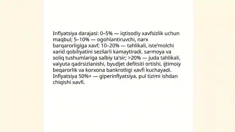 Iqtisodiy xavfsizlik ko'rsatkichlarining tahlikali chegaralari 4