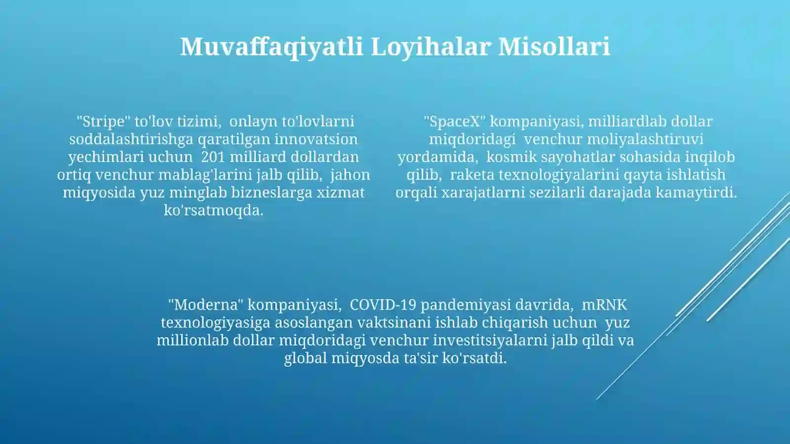 Inovatsion loyihalarni venjurlimoliyalashtirish 4
