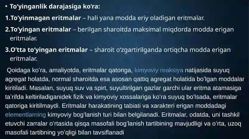 Eritmalar. Eritmalarning kolligativ hossalari. Titrimetrik tahlil asoslari 4