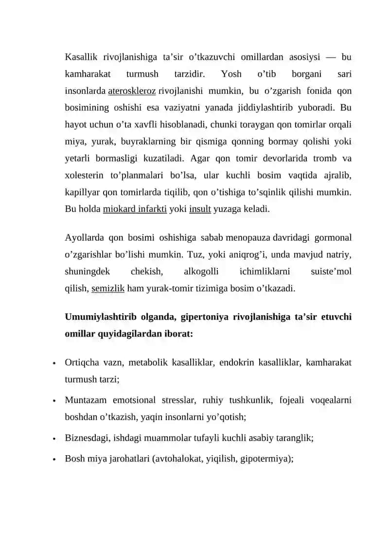 QON BOSIMI OSHISHI (GIPERTONIYA) — SABABLARI, BELGILARI, TASNIFI, DAVOLASH 4