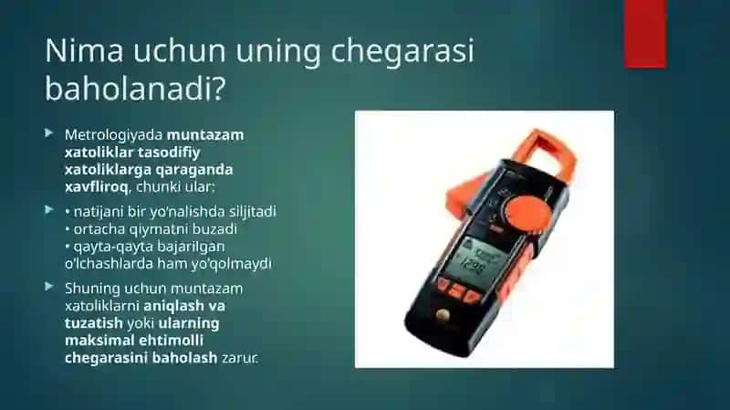 Bartaraf etilmagan muntazam xatoliklar chegarasini baholash 4