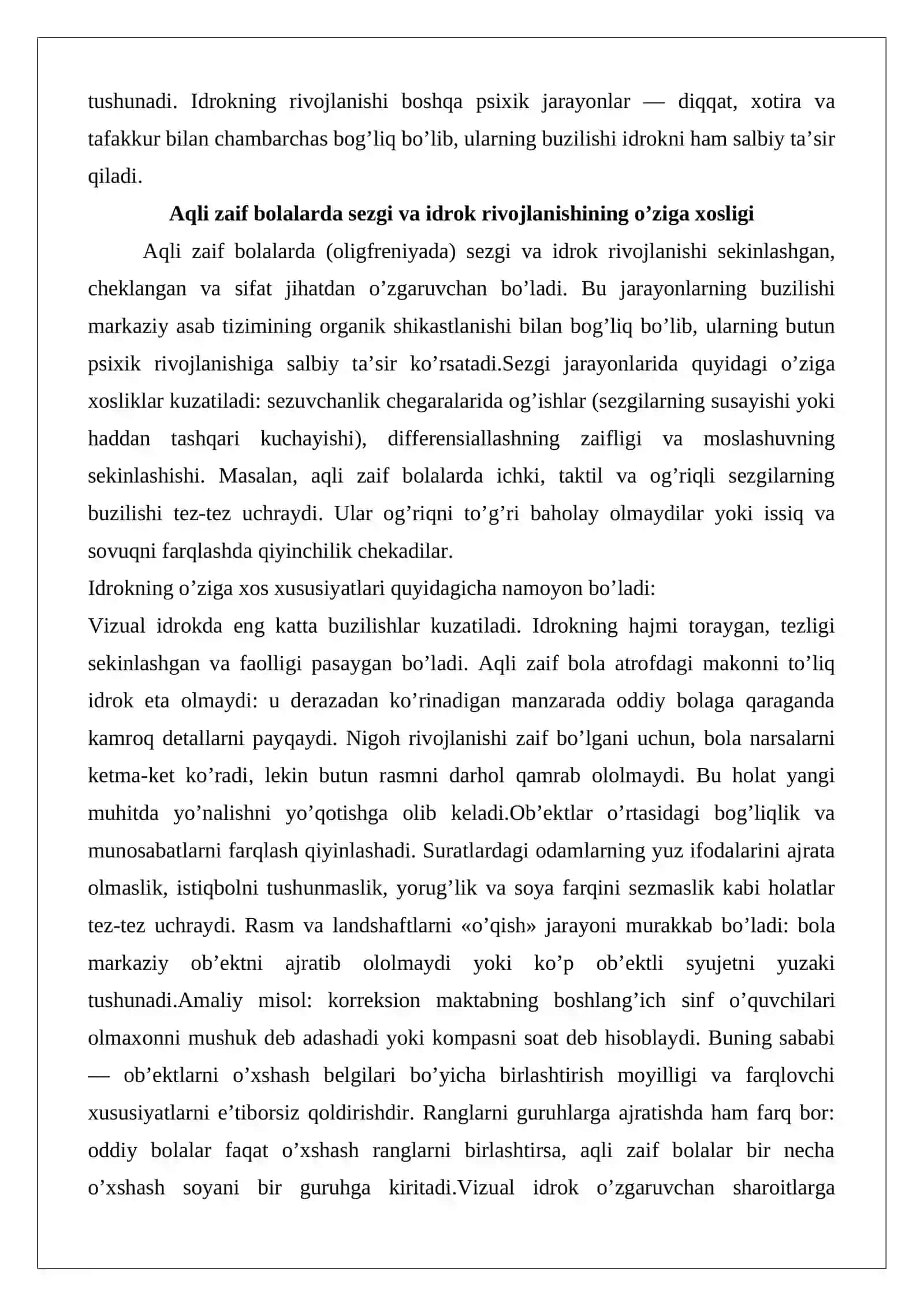 Aqli zaif bolalarning tafakkur va nutqini tekshirish metodikalarini o‘rganish va tahlil etish 4