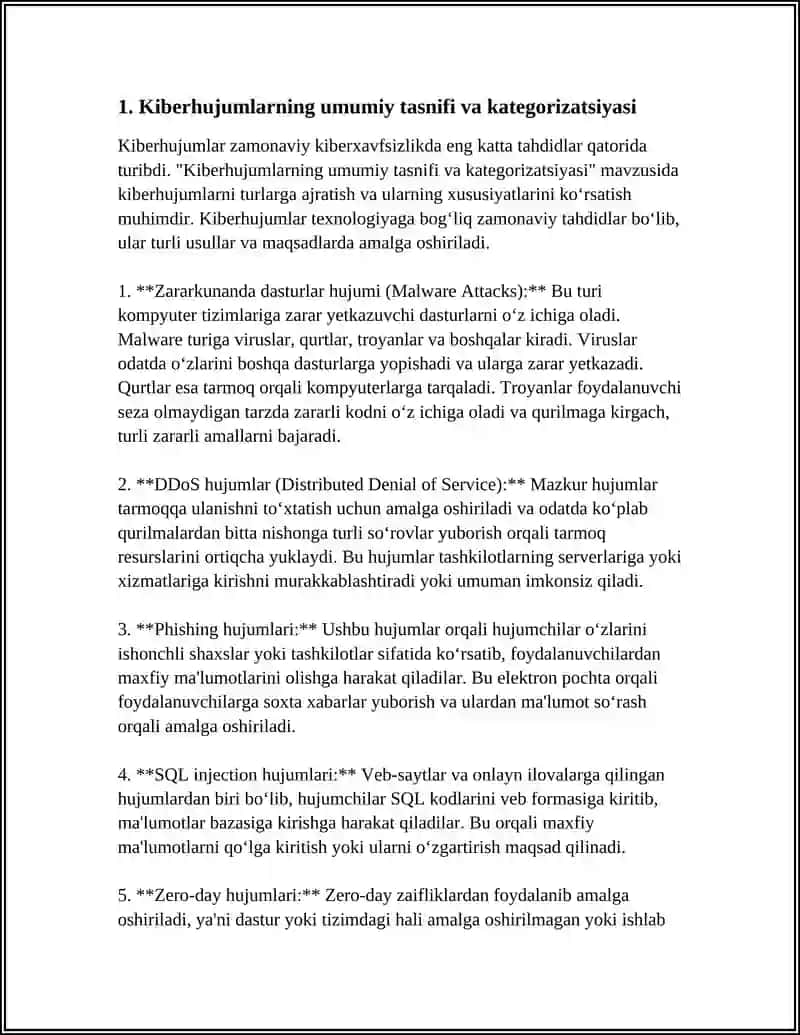KIBERXUJUMLAR TURLARI VA ULARNING TASNIFI 4