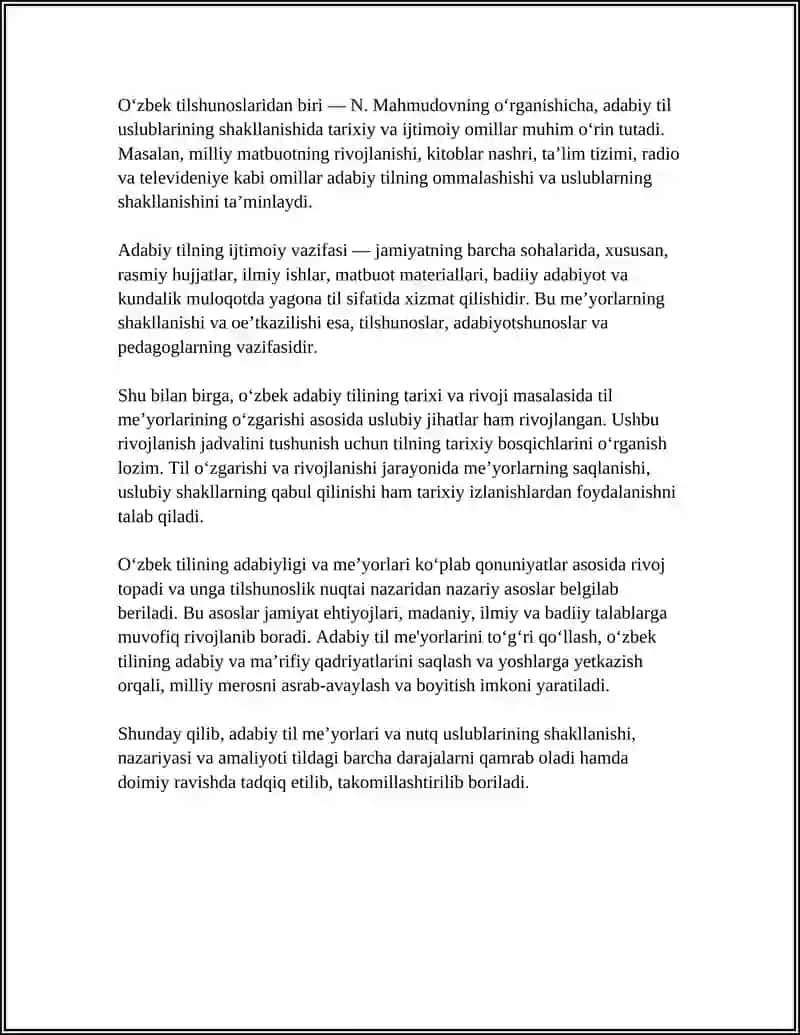 OʻZBEK ADABIY TIL MEʼYORLARI VA NUTQNING USLUBIY SHAKILLARI 4