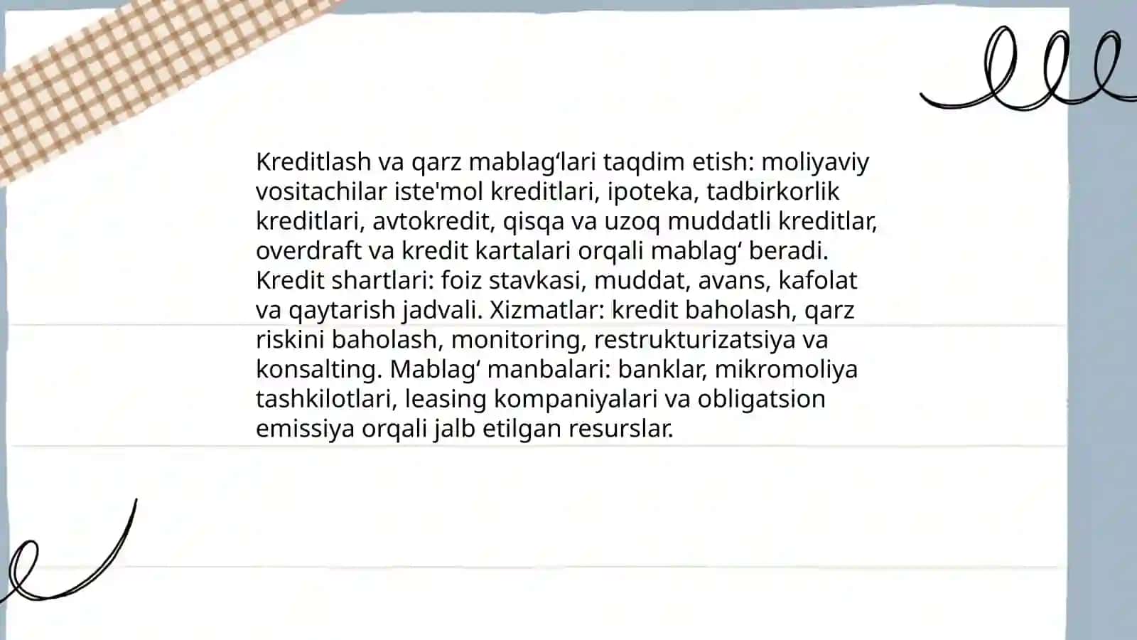 Moliyaviy vositachilar tomonidan ko'rsatiladigan moliyaviy xizmatlar 4