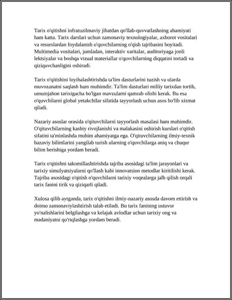 TARIX OʻQITISH NAZARIYASI VA METODIKASINING PREDMETI MAQSAD VA VAZIFALARI 4