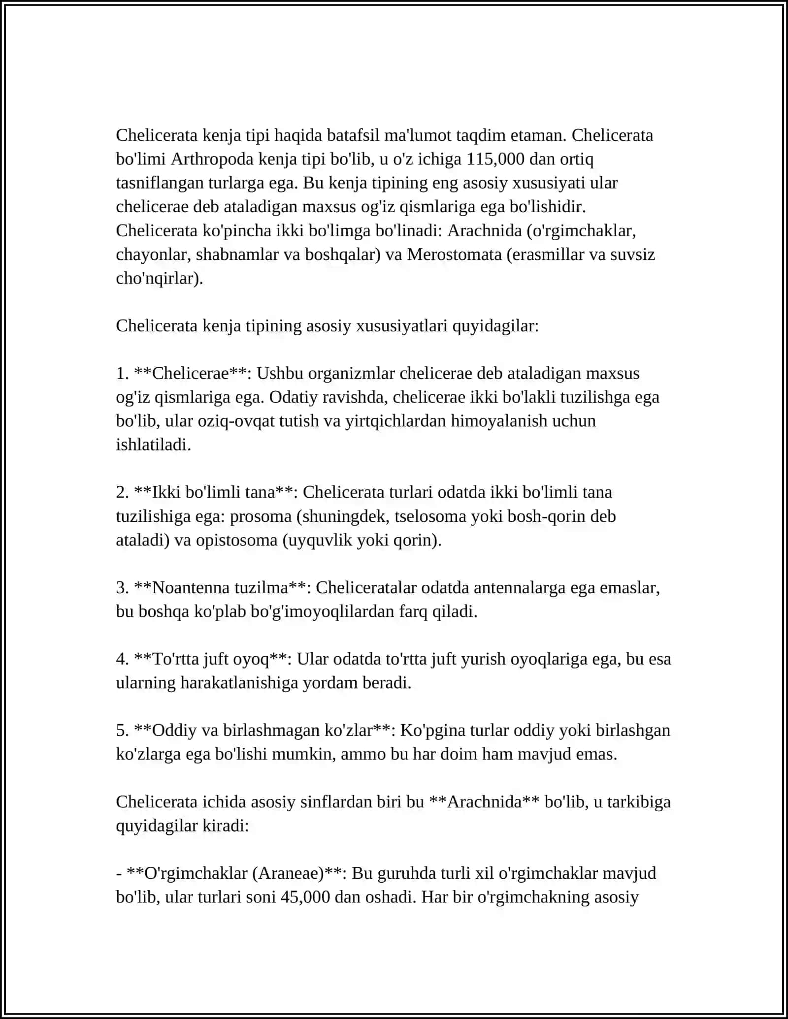 XELISEROLILAR KENJA TIPI CHELIKEROLIA ORGIMCHAKSIMONLAR SINFI ARACHNIDA 4