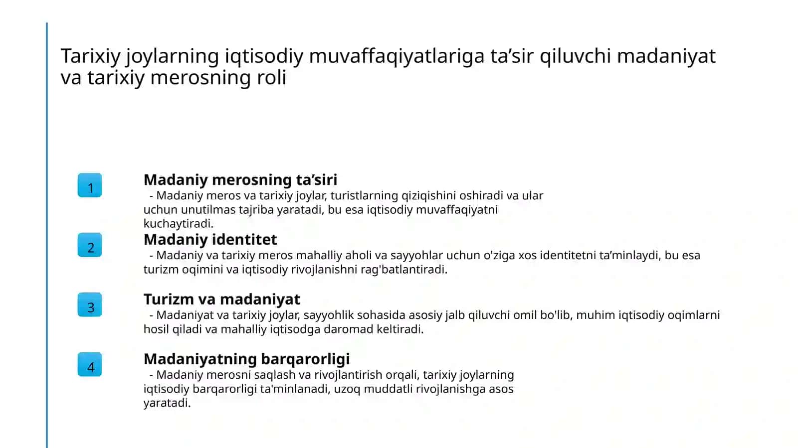 Tarixiy turistik markazlarining iqtisodiyot rivojlanishiga ta’siri 4