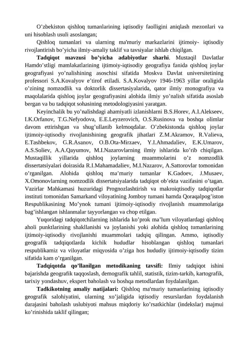Qishloq, ma'muriy tumanlarning yirik masshtabli ijtimoiy-iqtisodiy kartalarini tuzish 4