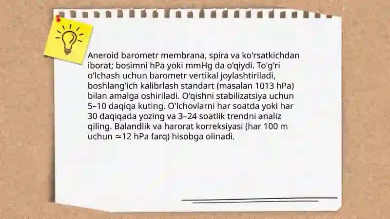 Atmosfera bosimining amalda namoyishini koʼrish 4