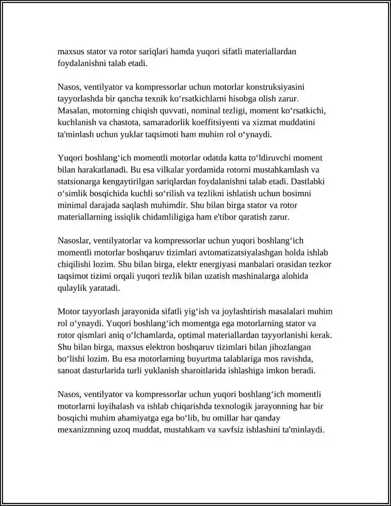 NASOS, VENTILYATOR, KOMPRESSOR UCHUN MAXSUS MOTOR KONSTRUKSIYALARI 4