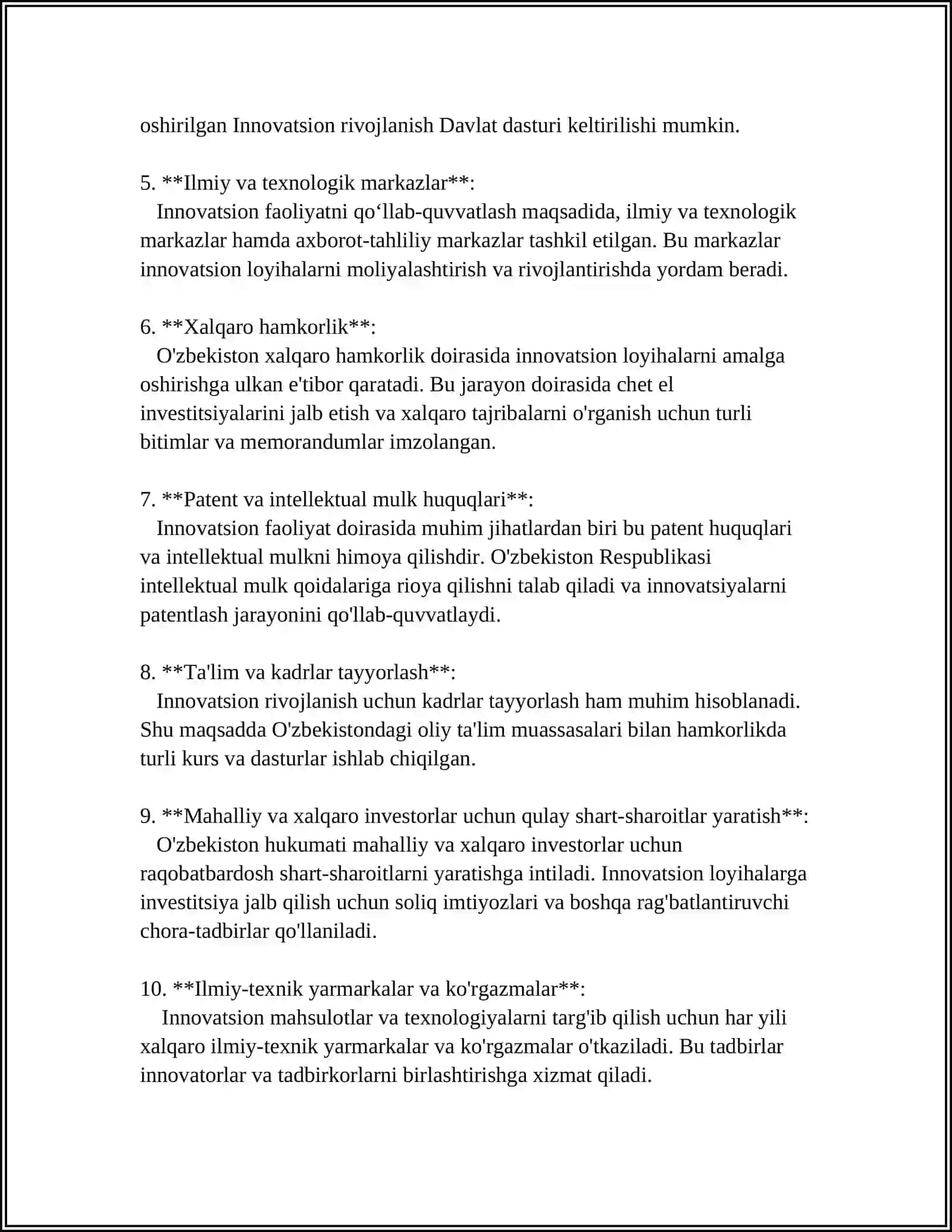 Innovatsion faoliyatning huquqiy asoslari 4