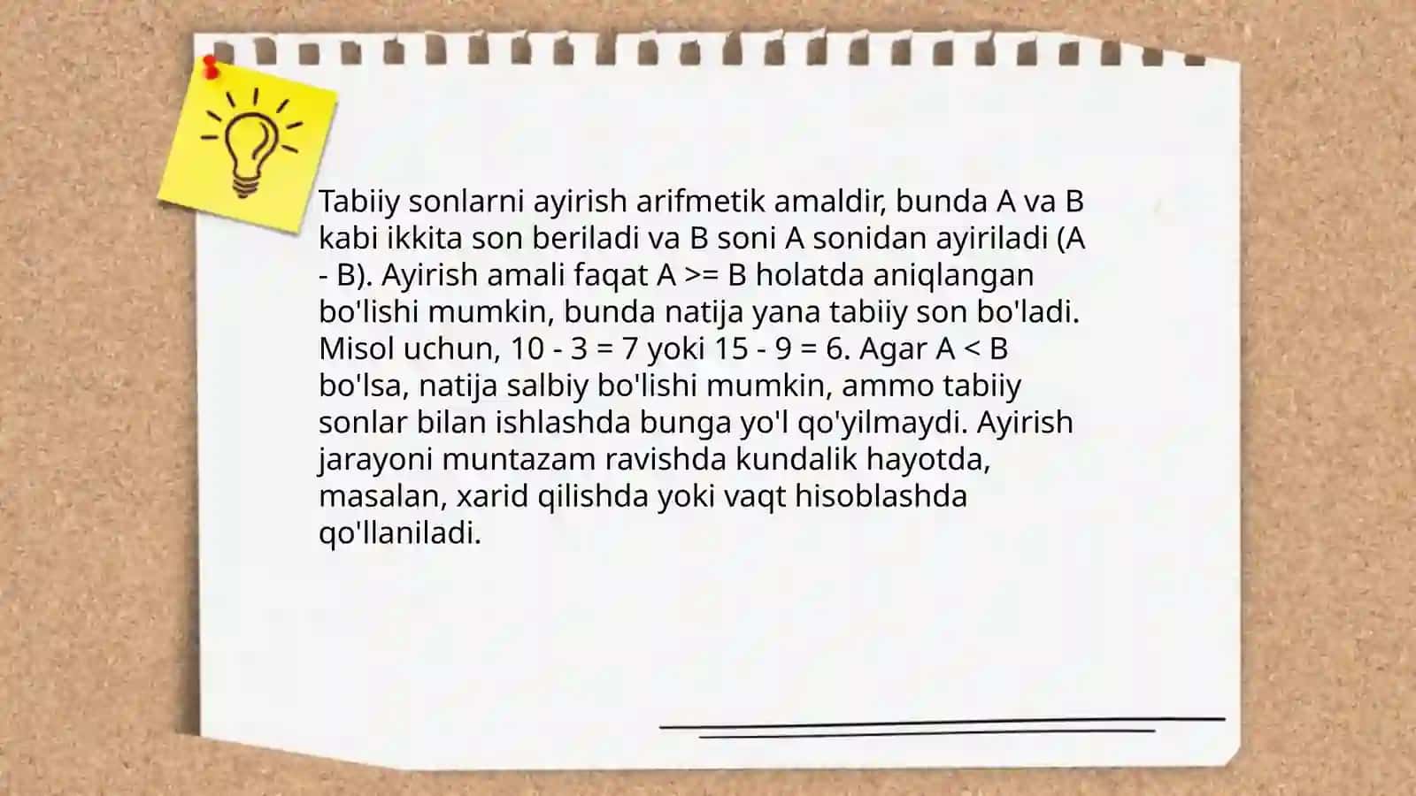 Natural sonlar ustida amallar 4