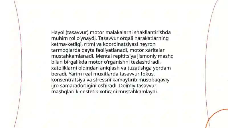 Idrok tassavur hayol va uning sport foliyatidogi oʻrni 4
