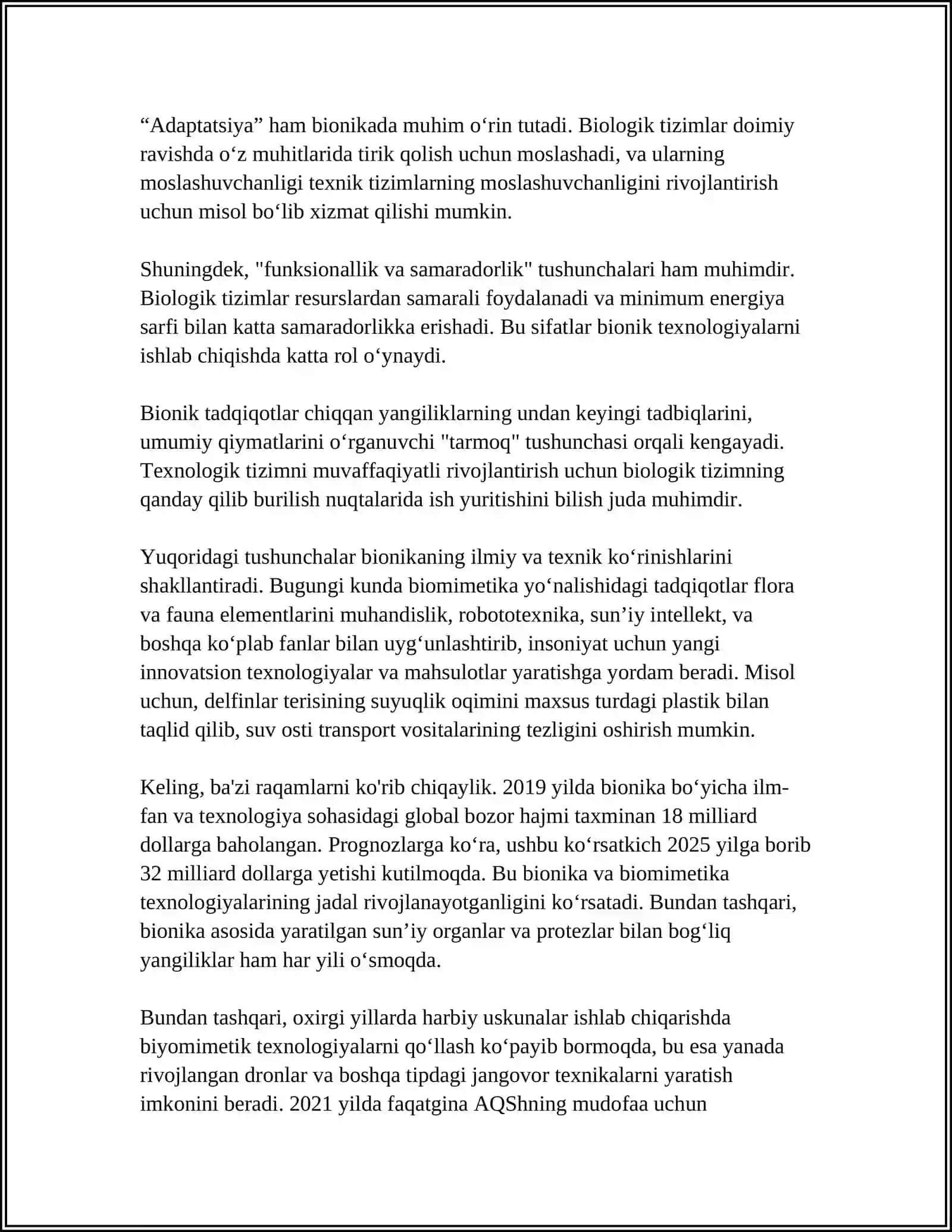 BIONIKA ASOSLARI VA UNING INSON HAYOTIDAGI O'RNI 4