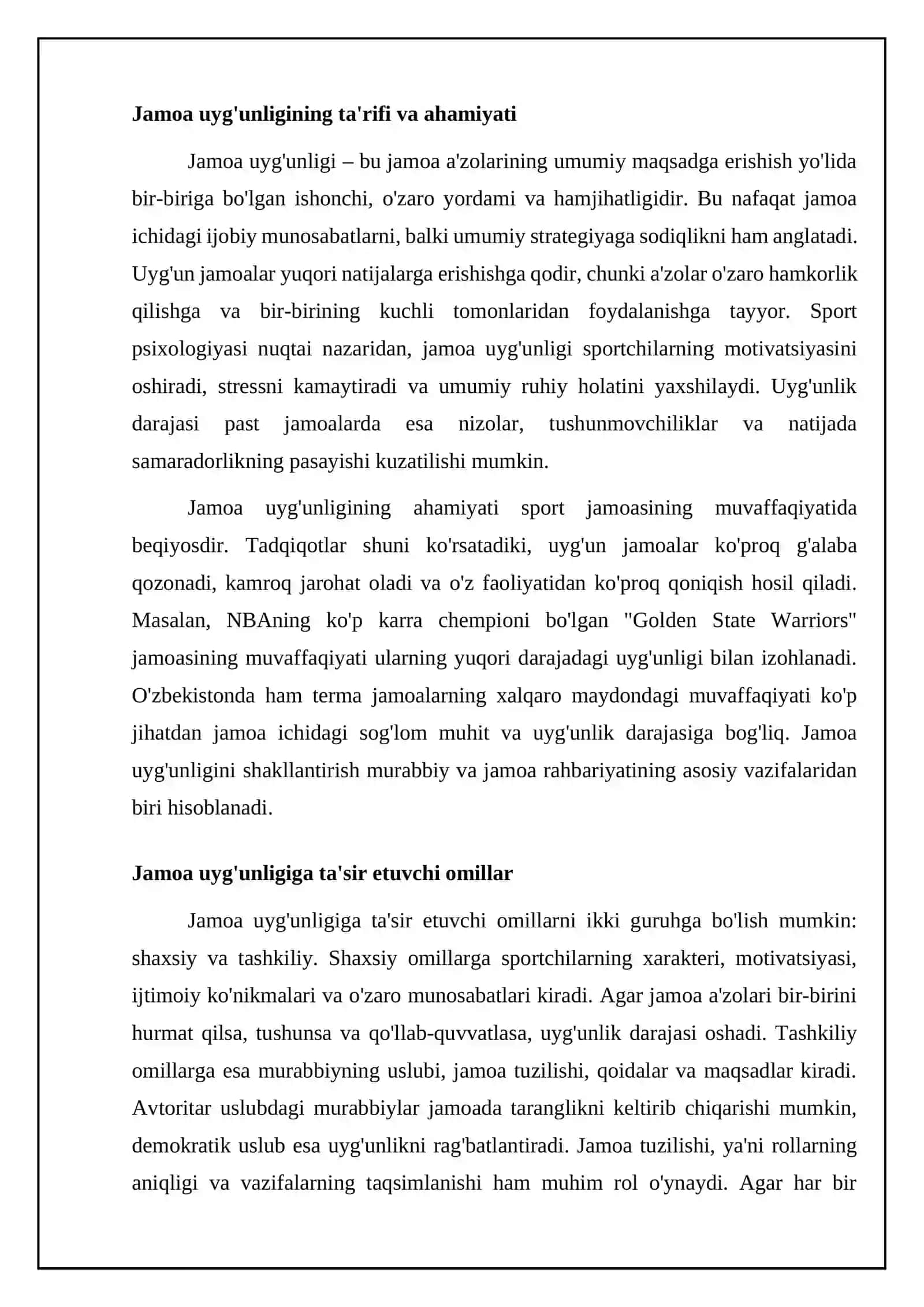 Sport jamoasini jipisligi va uni uyushtirishning asosi vositalari va uslubiy asoslari 4