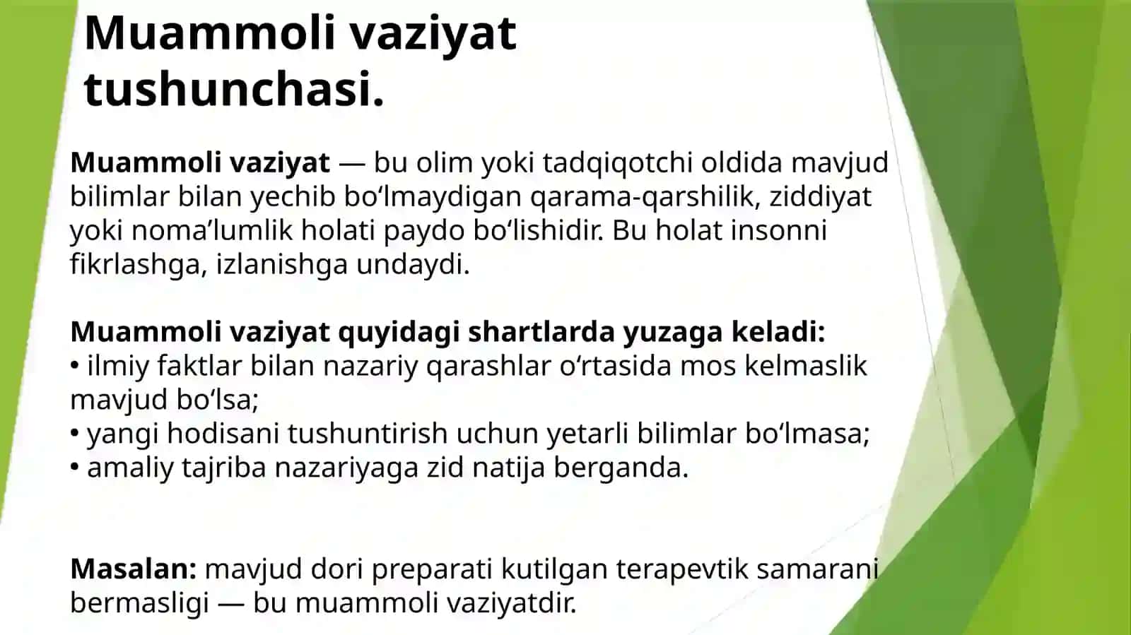 Ilmiy Tadqiqotda Muammo va Muammoli Vaziyatning O'zaro Aloqasi 4