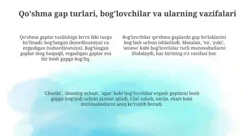 Oddiy gapning murakkablashuvi va qo'shma gaplar 4