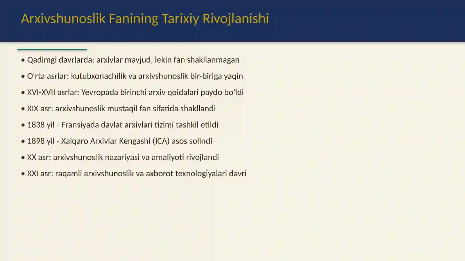 Arxivshunoslik fani va uning vazifalari 4