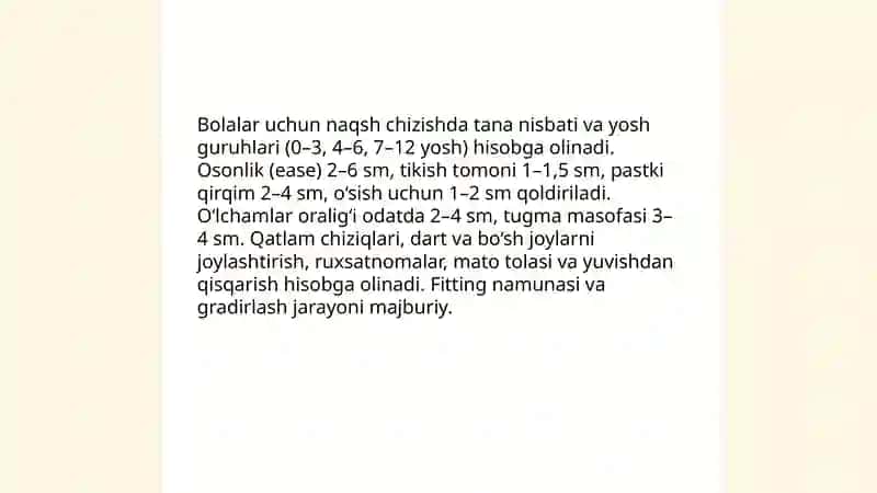 Bolalar kiyimini konstruksiyalash 4